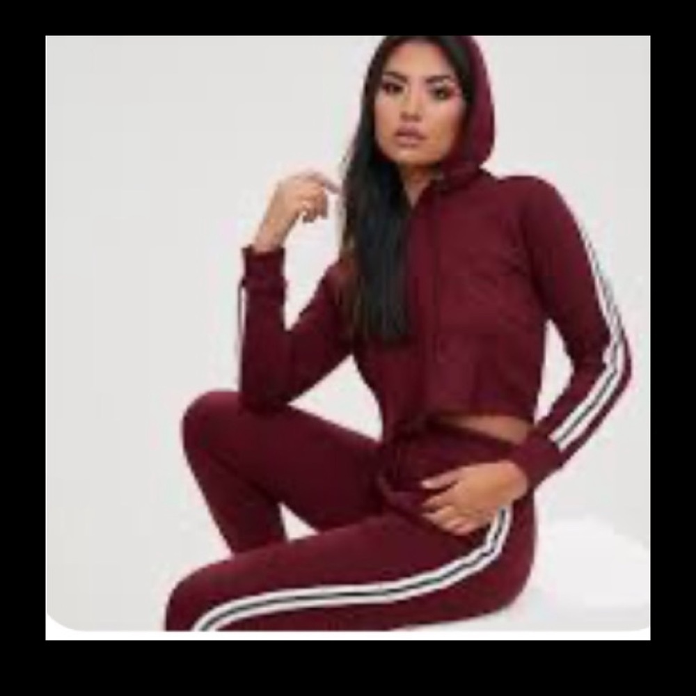 Timing Burgundy With Varsity Stripes Cuffed Joggers. Size S M L XL. P325/A